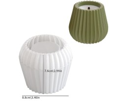 Molde silicona maceta portavelas conico rayado 